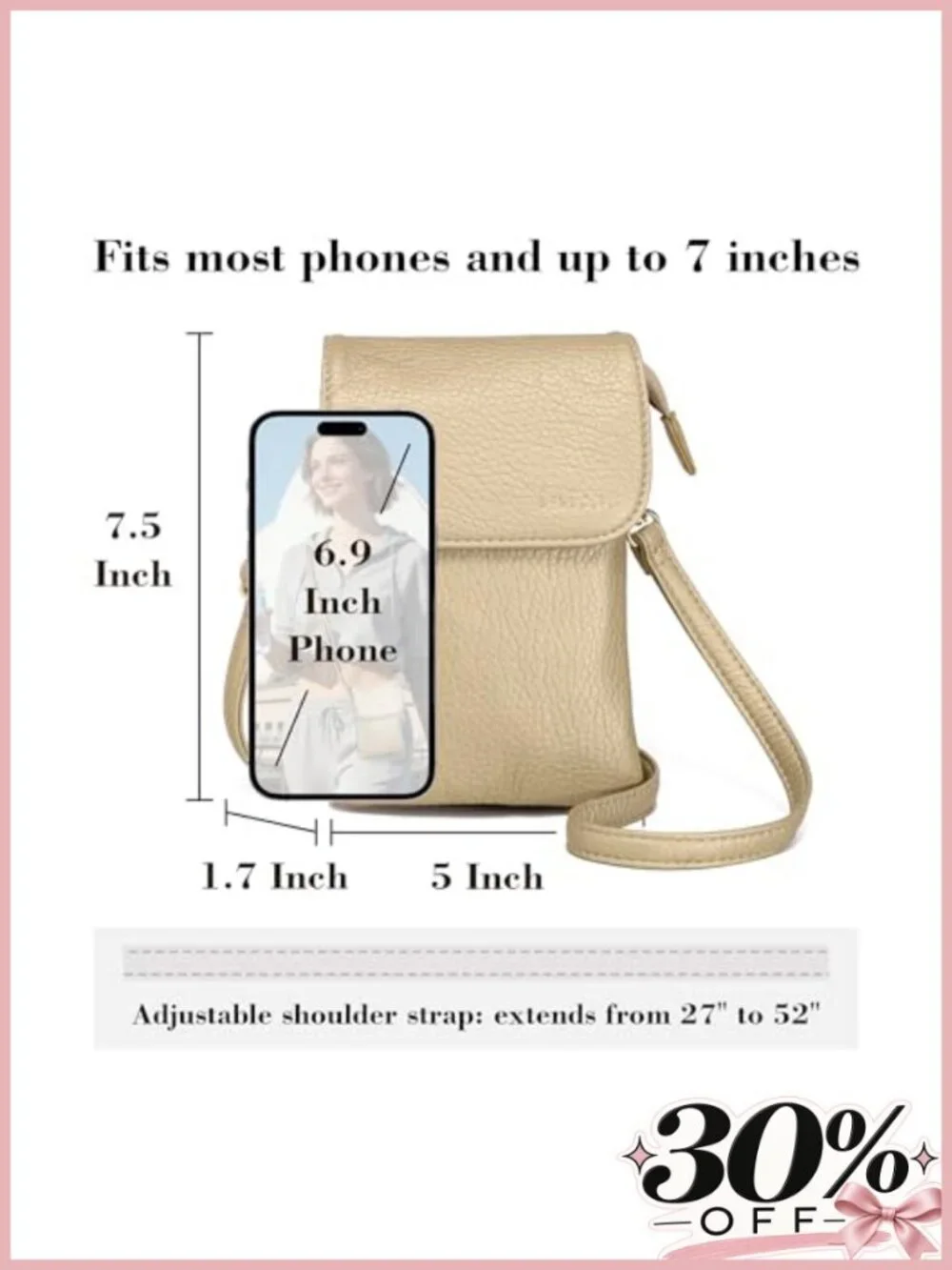 Small Crossbody Bag Vegan Leather Phone Purse Adjustable Strap Mini Sling